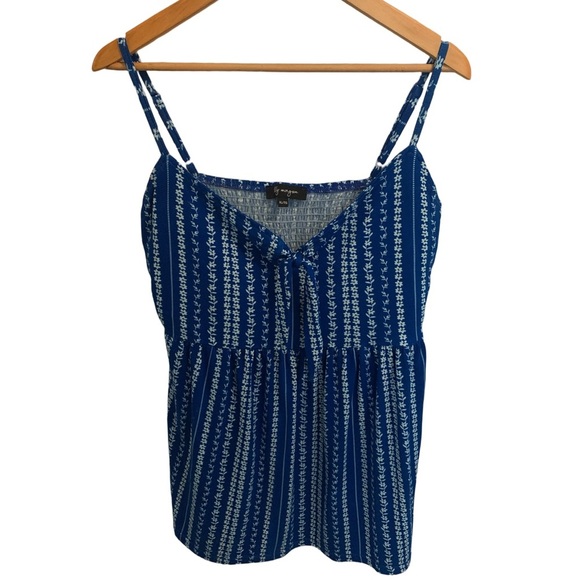 Lily Morgan Blue & White Floral Tie-Front Mini Dress - Size XL - Picture 1 of 9
